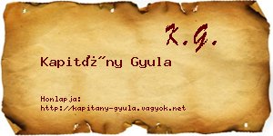 Kapitány Gyula névjegykártya