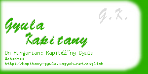 gyula kapitany business card